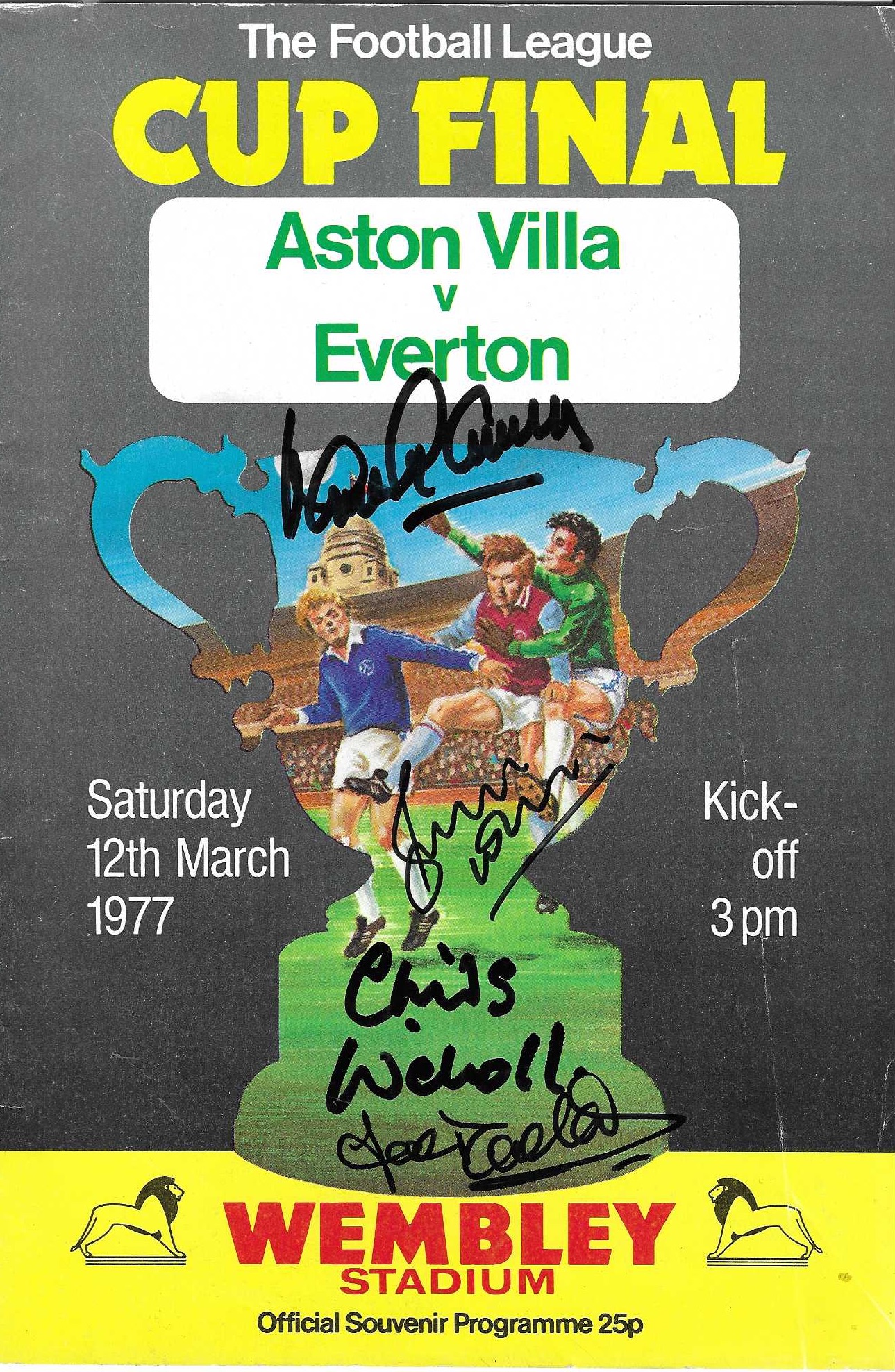 Villa-Everton 1977 League Cup Programme (SIGNED BY 4!)