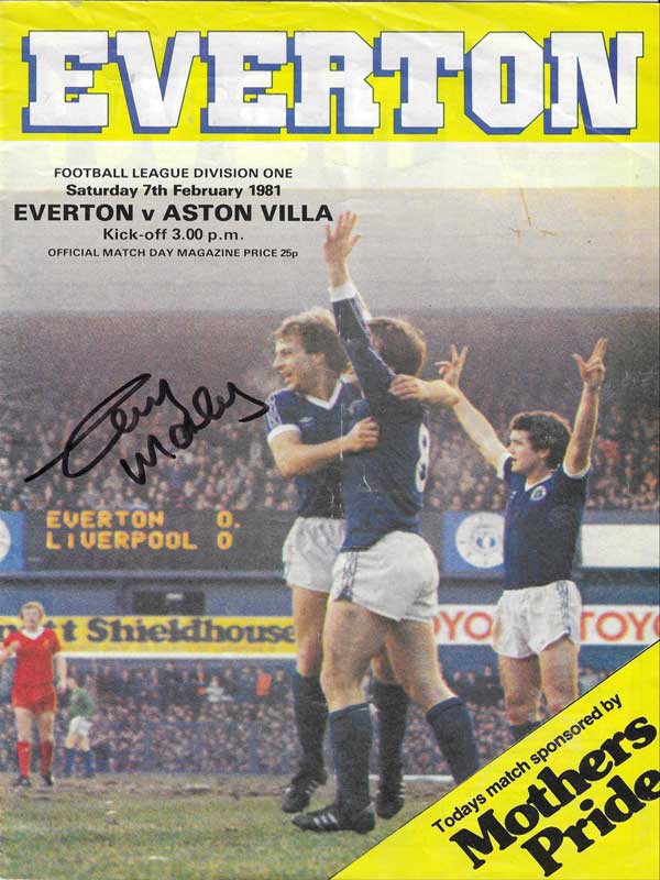 Everton v Aston Villa iconic match programme (SIGNED BY TONY MORLEY)