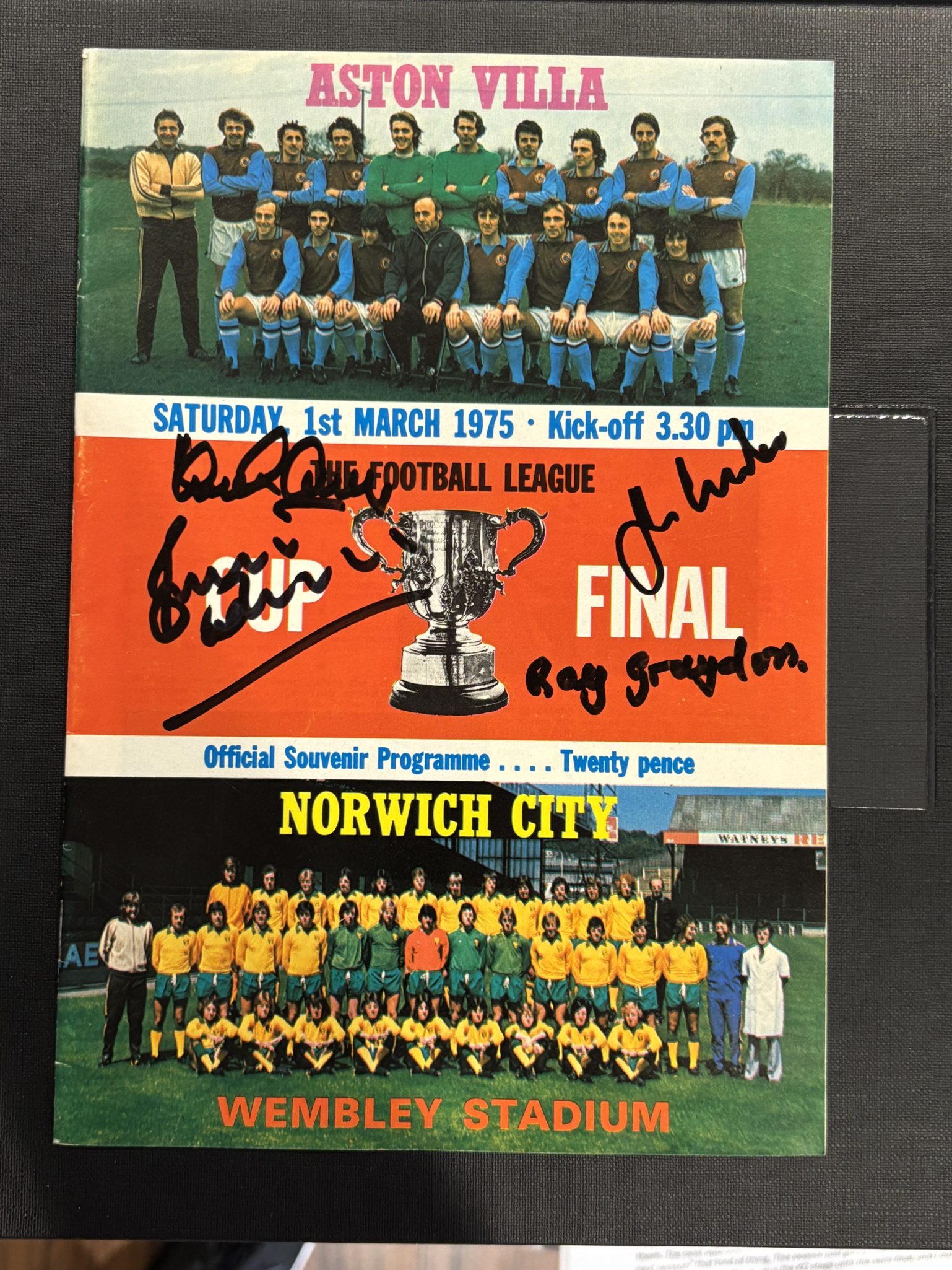 1975 League Cup Final Programme (SIGNED BY 4!)