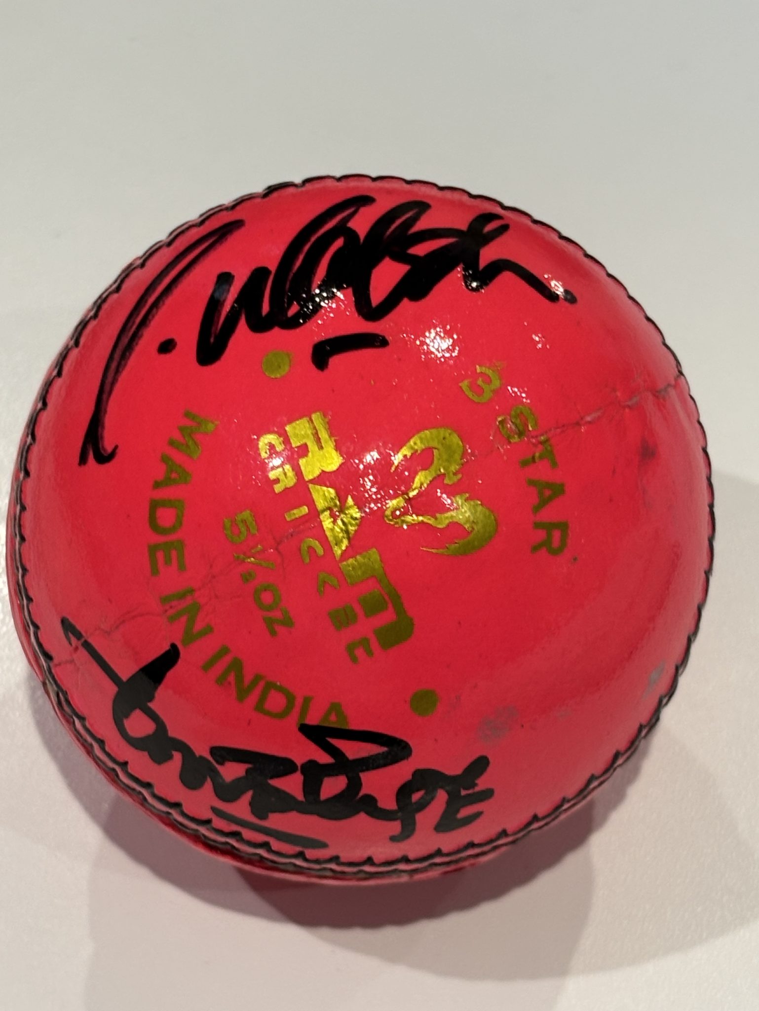 Curtly Ambrose & Courtney Walsh Signed Pink Cricket Ball