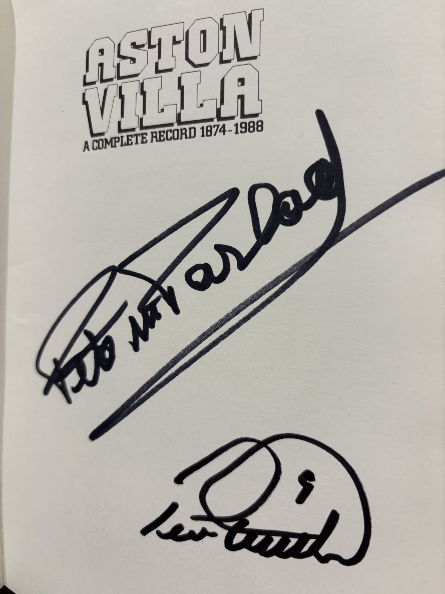 Aston Villa: A Complete Record 1874-1988, hardback (SIGNED BY PETER McPARLAND & PETER WITHE) - Image 2