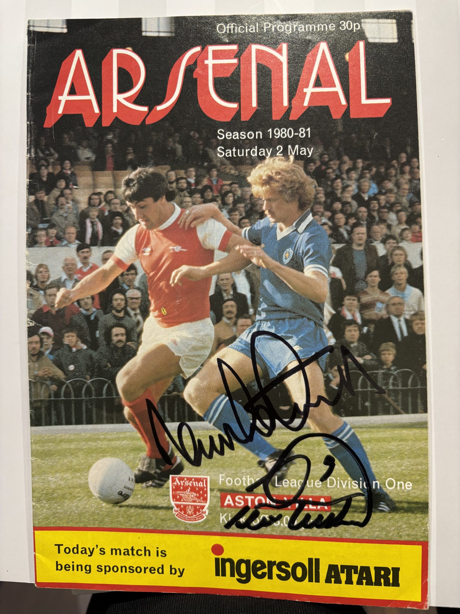 Aston Villa’s Championship-Winning Day Signed Match Programme (1 available)